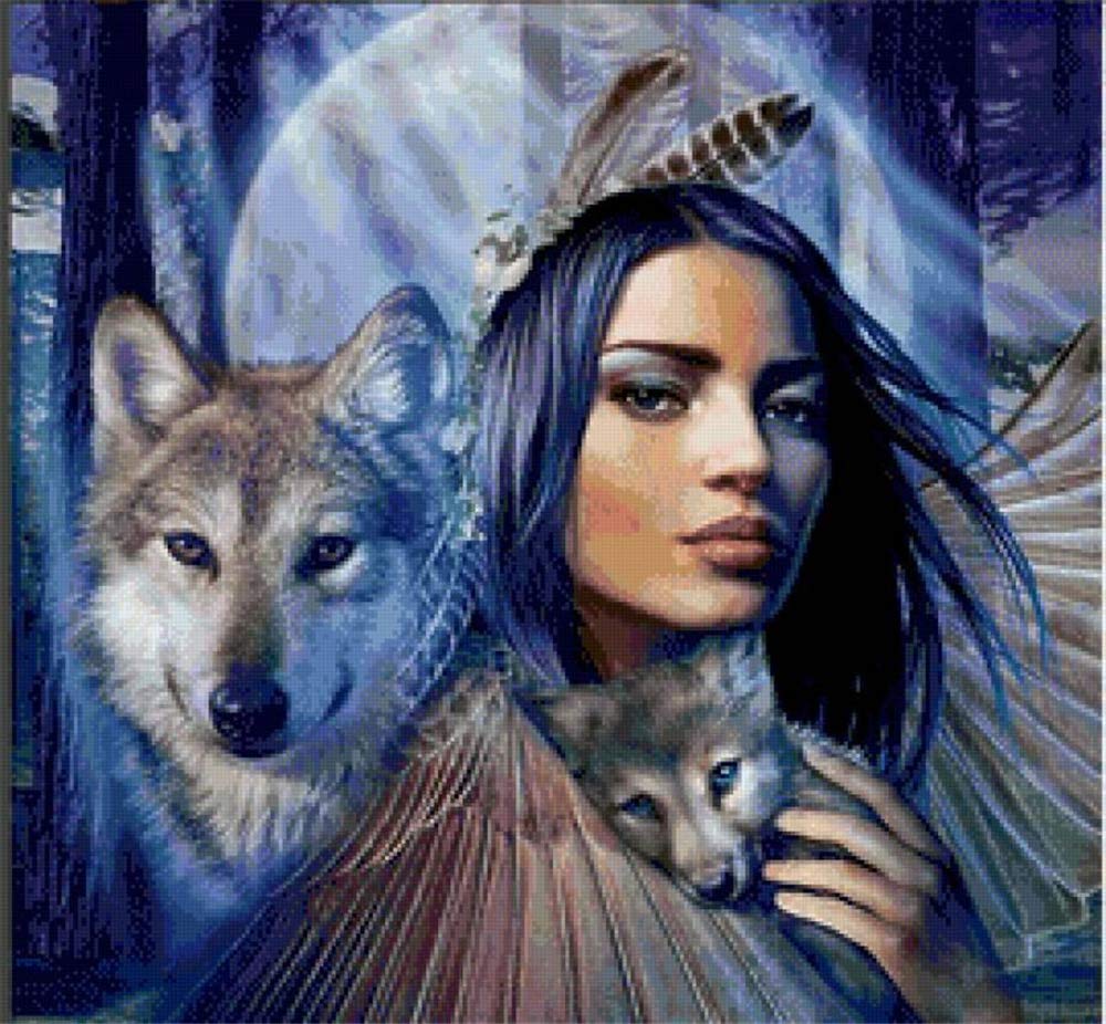 

Wolves Women – People Paint By Numbers - 40*50CM, 501 Original