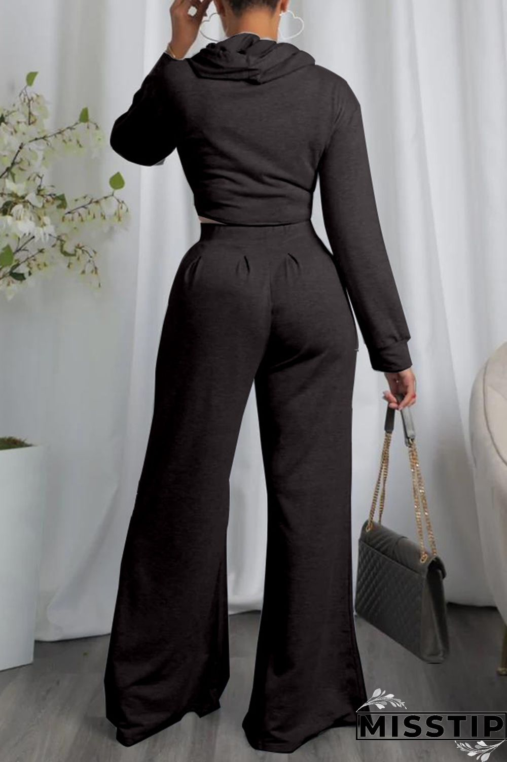 Blue Casual Solid Asymmetrical Hooded Collar Long Sleeve Two Pieces