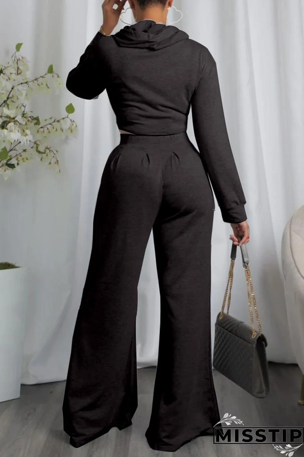 Blue Casual Solid Asymmetrical Hooded Collar Long Sleeve Two Pieces