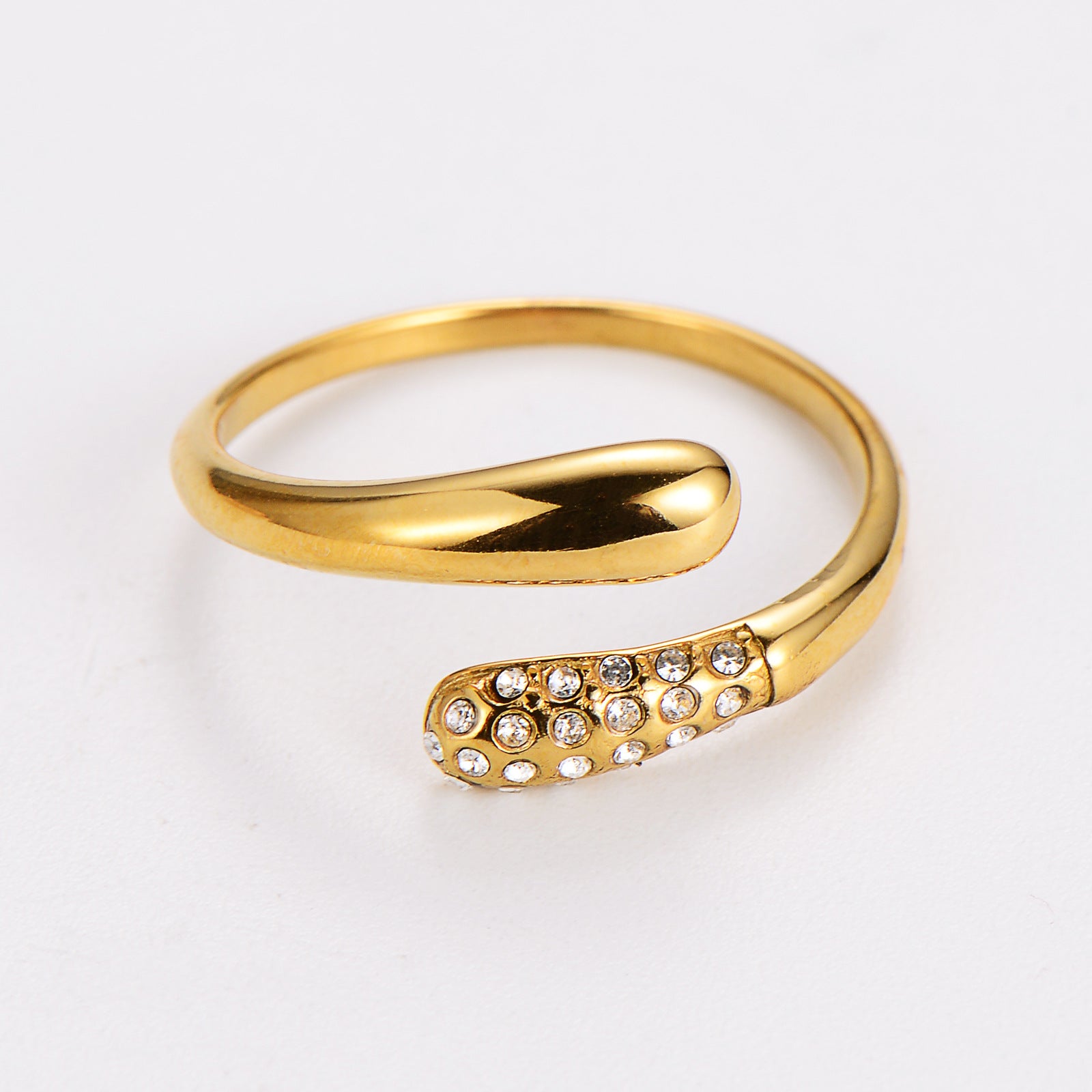 Aml Stainless Steel Ins Style Diamond Hug Ring Trendy Couple Ring