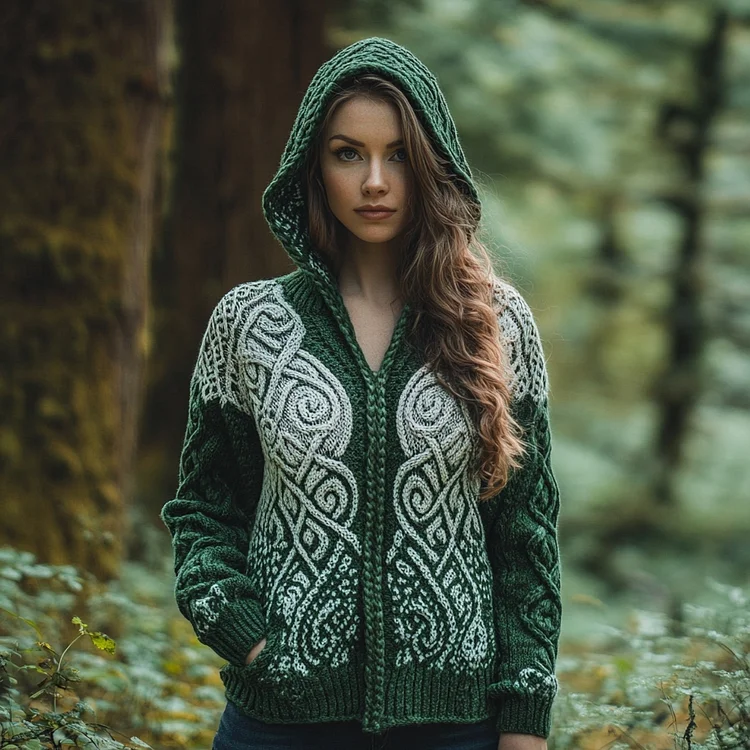 Women's Celtic Knot Totem Zip Hooded Sweater