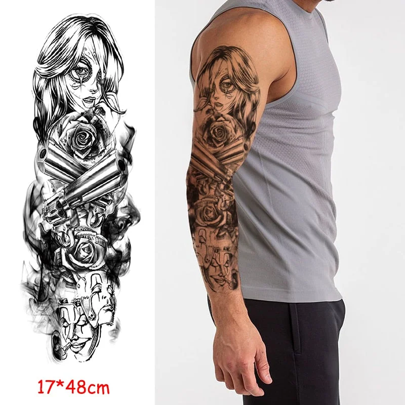 Waterproof Temporary Tattoo Sticker Jesus Virgin sister Peace Pigeon bird flower Full Arm Tatoo Flash Fake Tatto for Men Women