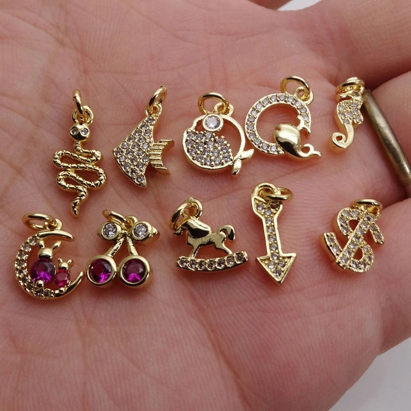 1 Piece Copper Zircon Rabbit Star Moon Pendant