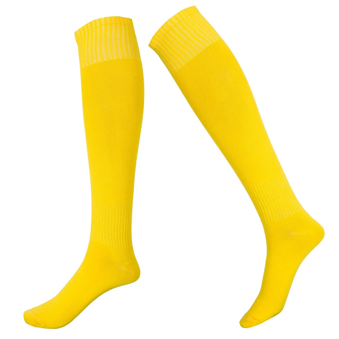 Hirigin Cool Mens Socks Sport football Soccer Long Socks Near Knee High Sock Baseball Hockey Y White Yellow Blue Socks