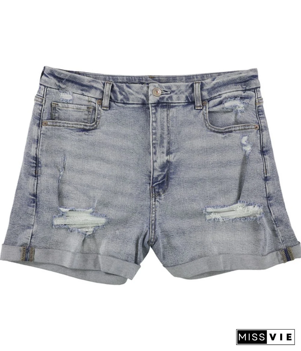 American Eagle Womens Distressed Mom Casual Denim Shorts