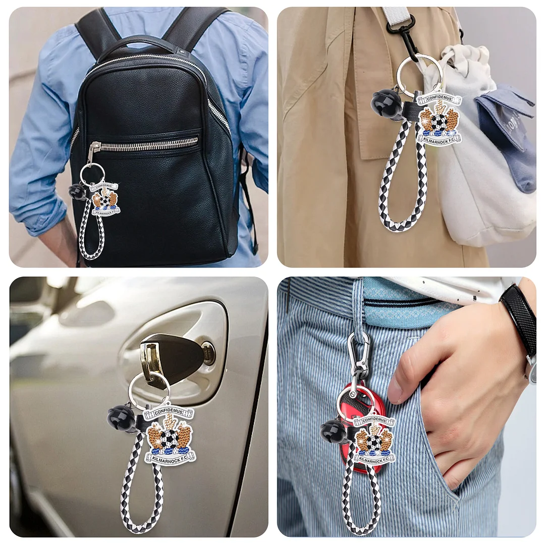 【Upgrade】DIY Kilmarnock F.C. Logo Double Sided Rhinestone Painting Keychain Pendant for Adult