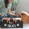 Wooden Pet Snack Storage Box with 3 Plastic Treat Jar Dog Food Storage Holder