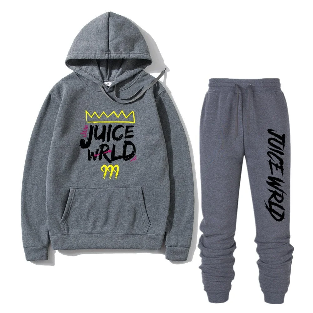 Juice Wrld Hooded Sweatshirt pants  Men Rapper Pullover Hoodie Sportwear Sweat Suit Casual Sportsuits