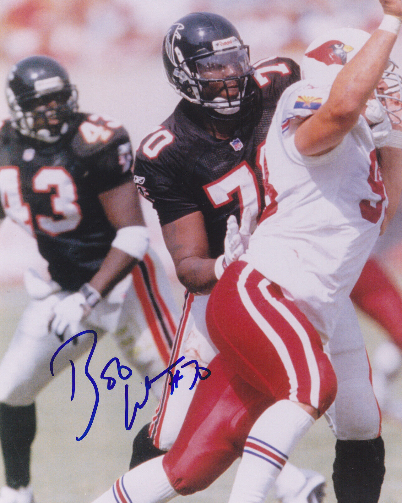 BOB WHITFIELD ATLANTA FALCONS ACTION SIGNED 8x10