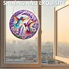 (25cm)DIY Acrylic Jigsaw Puzzle Window Hanging with Hanging Chain DIY Stained Glass Decoration Round Window Puzzle Decor for DIY Craft Project (Stained Glass Hummingbirds)