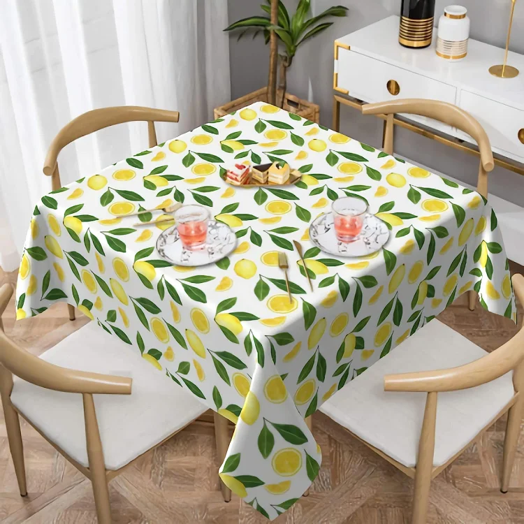 Summer Lemons Rectangular Tablecloth Holiday Party Decorations Waterproof Resistant Wrinkle Tablecloth for Wedding Dining Decor