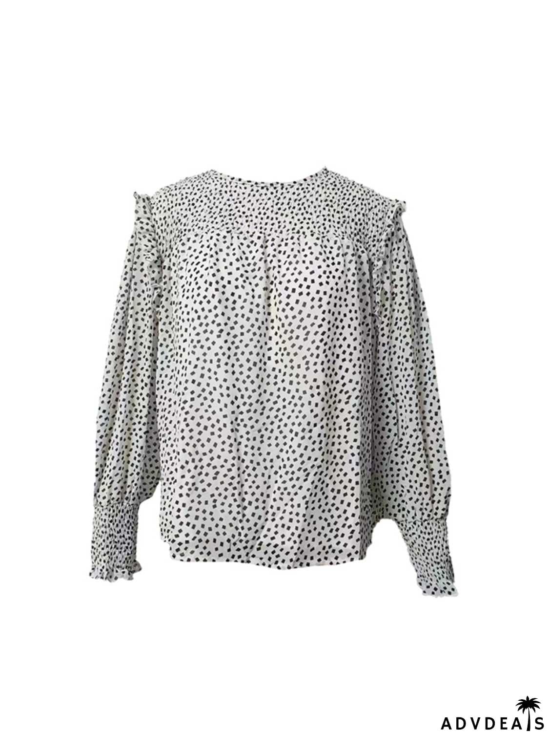 Round Neck Lantern Sleeve Blouse