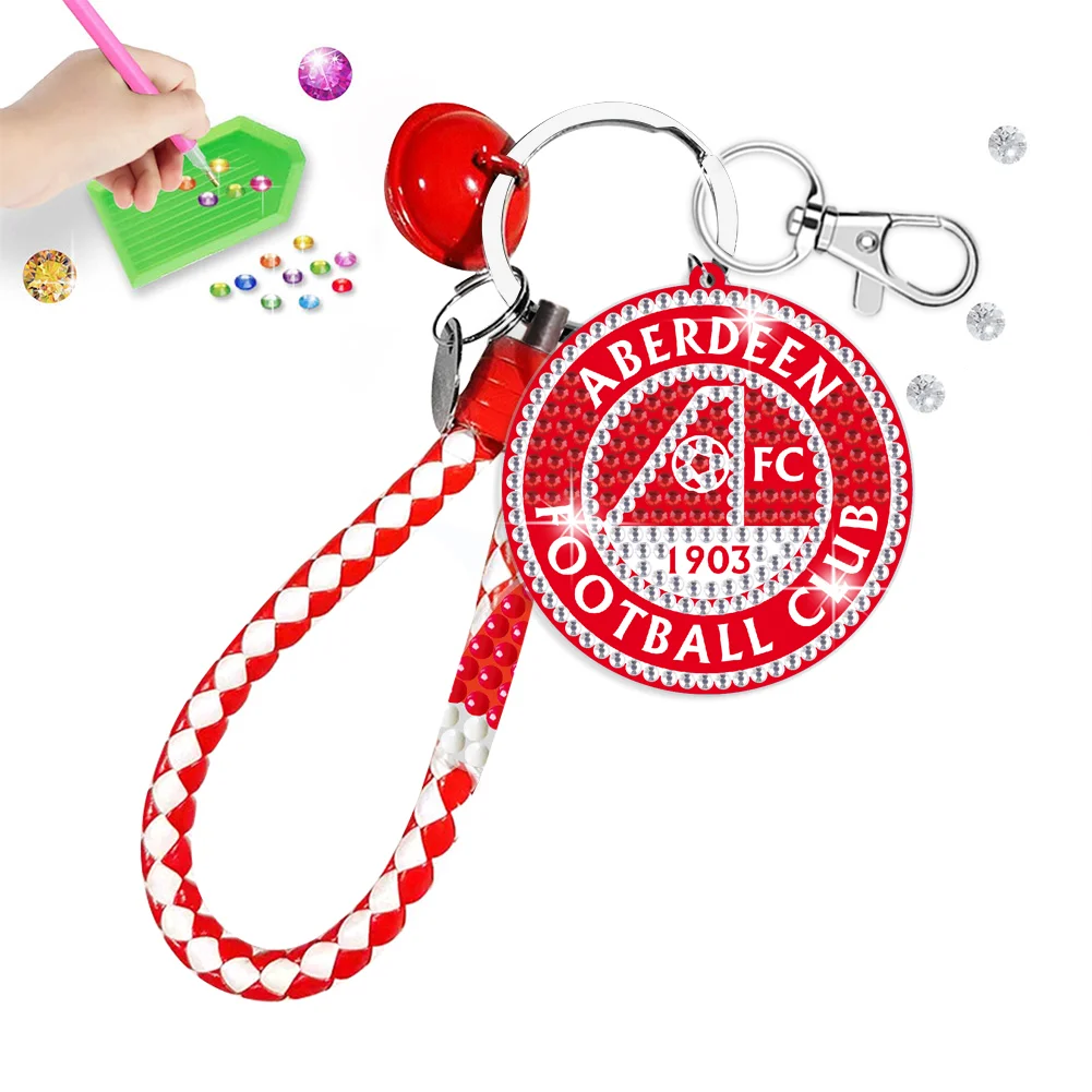 【Upgrade】DIY Aberdeen F.C. Logo Double Sided Rhinestone Painting Keychain Pendant for Adult