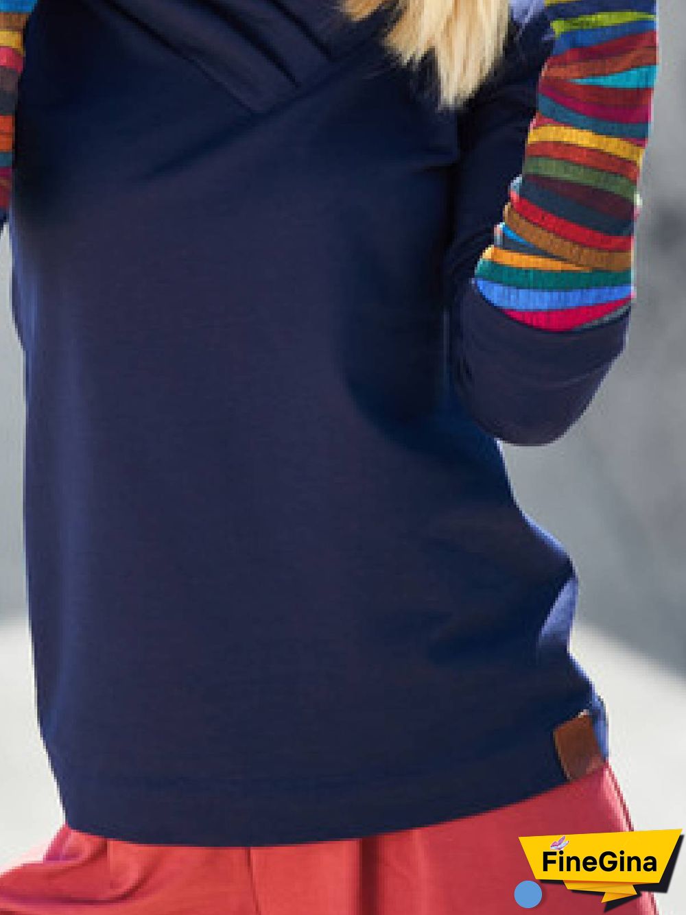 Hoodie Casual Long Sleeve Color-Block Sweatshirt