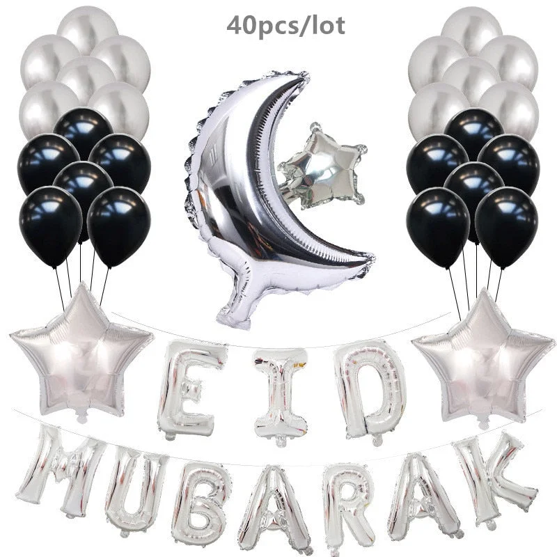 Eid Mubarak Decor Gold Silver Balloons Eid and Ramadan Decorations House Ramadan Kareem Decor Islamic Muslim Eid Party Supplies