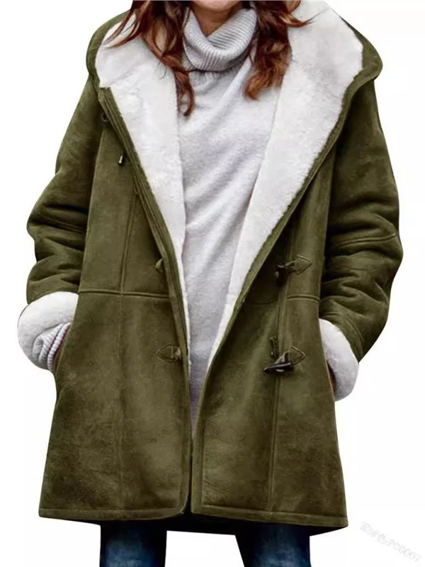 Athvotar Athvotar 2025 New Plus-Coat Pocket Women's Coat Stylish Elegance