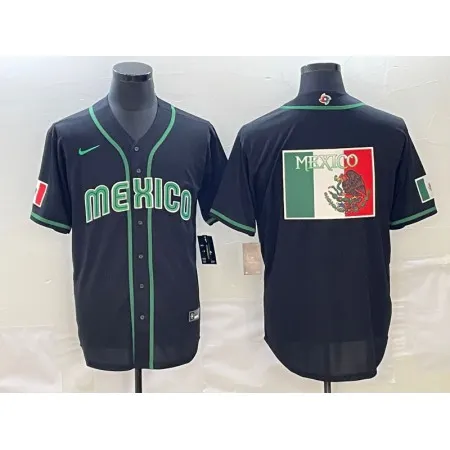 Men's Mexico Baseball 2023 Black World Baseball Big Logo Classic Stitched Jersey 7W98