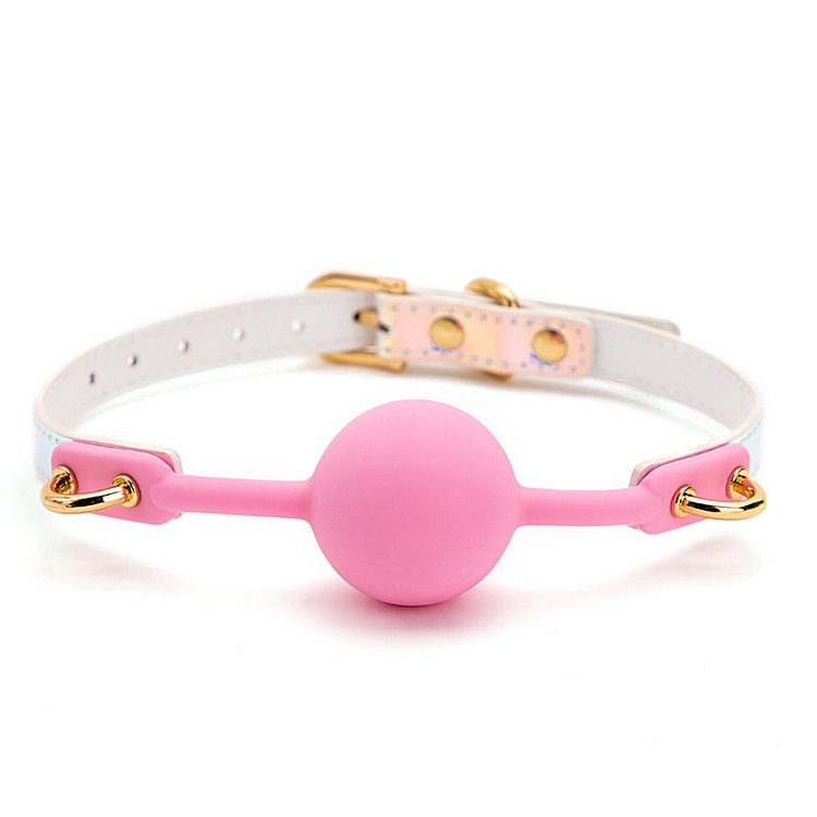 Erotic Laser Reflective Soft Gel Gag Balls Pink Silicone Gag Balls