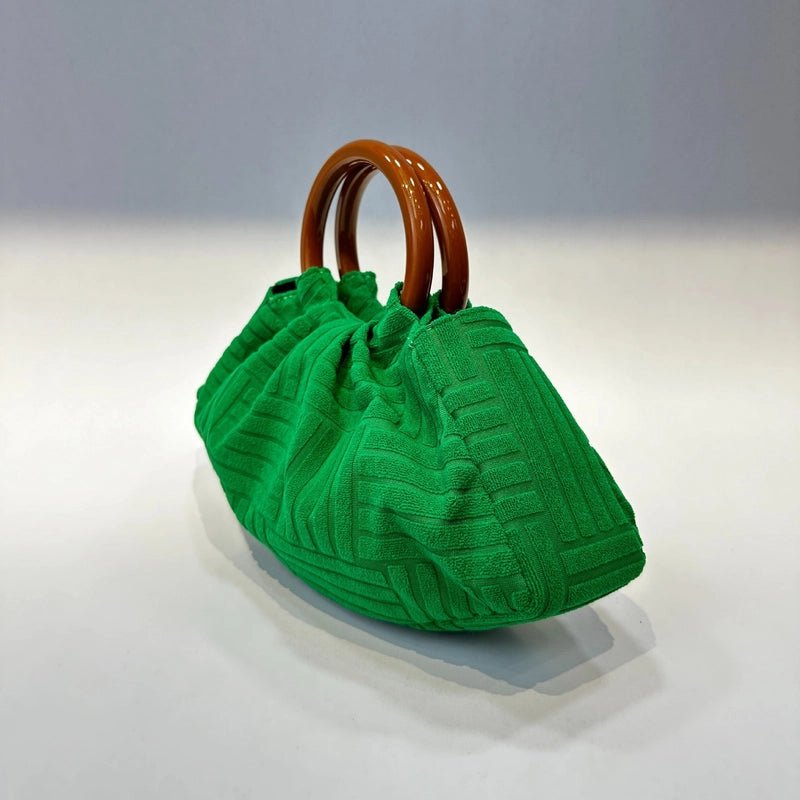 Green Corduroy Solid Color Cloud Shape Evening Bags