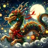 Diamond Painting-DIY Full Round Drill Dragon and Christmas tree(40*40CM)