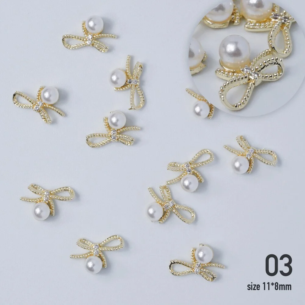 Nail jewelry 3D Alloy high quality zircon Butterfly Flower crystal Pearl Metal Manicure Nails DIY Accessories Nail Decor