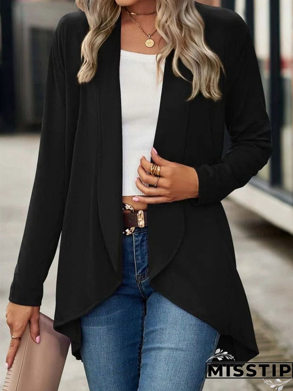 Women's Wrap Loose Casual Plain Coat