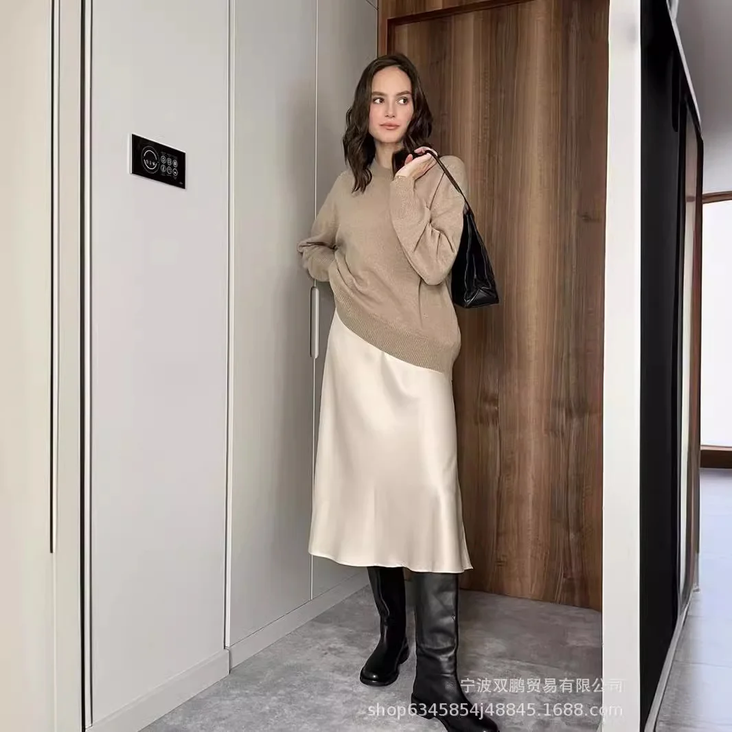 Athvotar Athvotar And Winter Explosion Of Women's Knitted Shirt Round-Neck Solid Color Loose Sweater