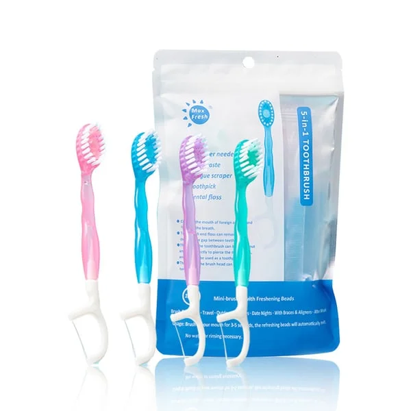 🔥2025 Hot Sale🎁5 in 1 Mini Toothbrush & Floss & Tongue Scraper & Toothpick Set