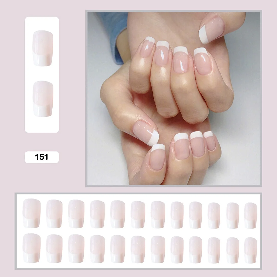 French Mordern stylish Elegant Gold Sliver Edge Line Wearable False Nails-Nail Inspo