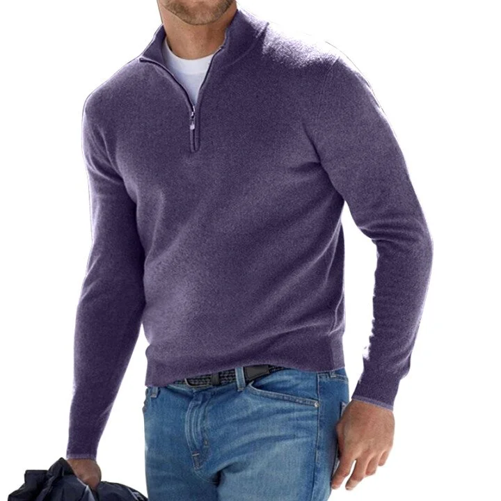 Men’s Cashmere Zipper Basic Sweater