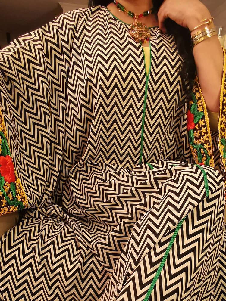 Striped Long Sleeve Elegant Kaftan