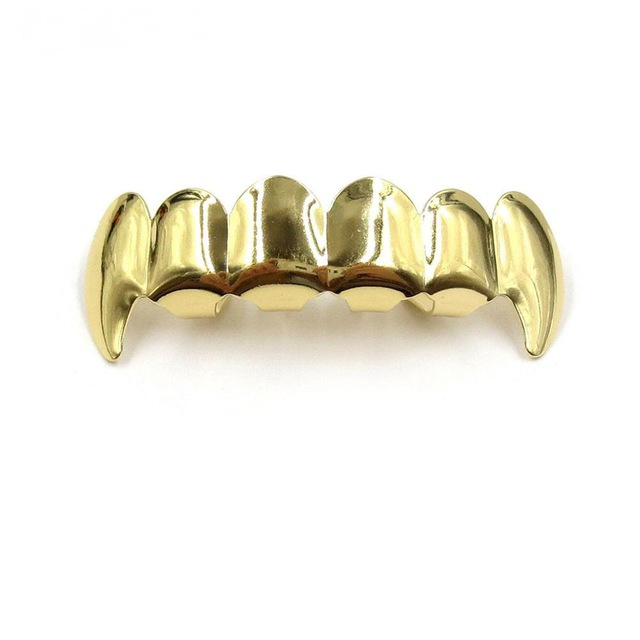 Shiny Hip Hop Gold Plated Top&Bottom Set Teeth Grillz-VESSFUL