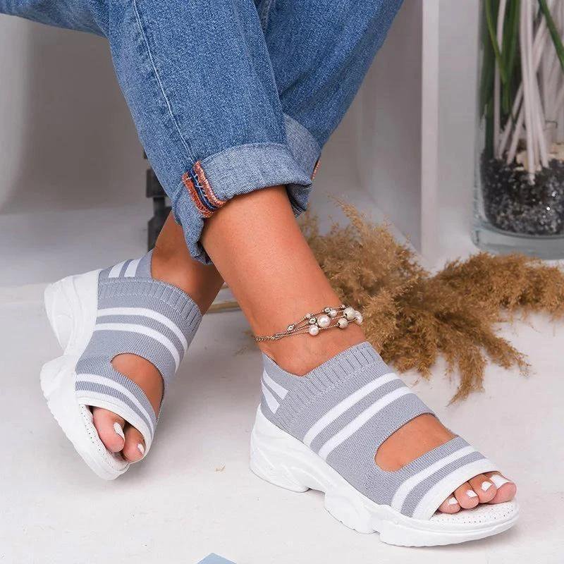 Casual Woven Wedge Comfy Open Toe Sandals For Women Summer Outdoor ...