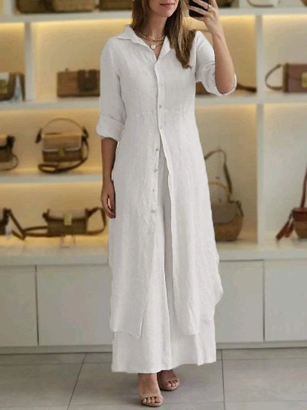 Style & Comfort for Mature Women Women Casual Cotton and Linen Two-piece Set