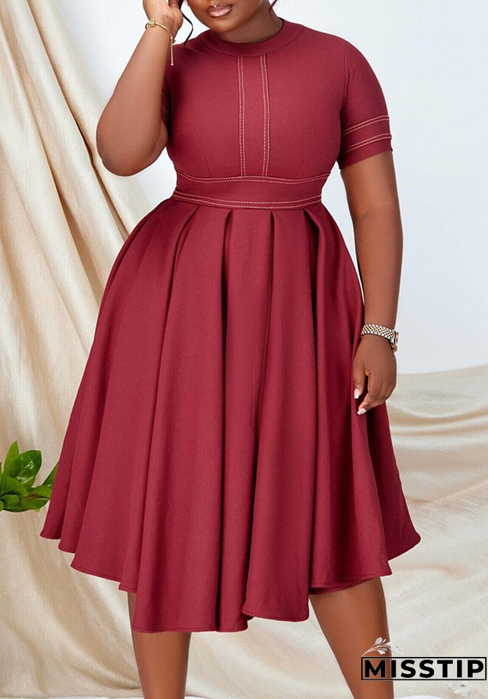 Plus Size Women's Summer Chic Elegant Oversized A-Line Short Sleeve Dress
