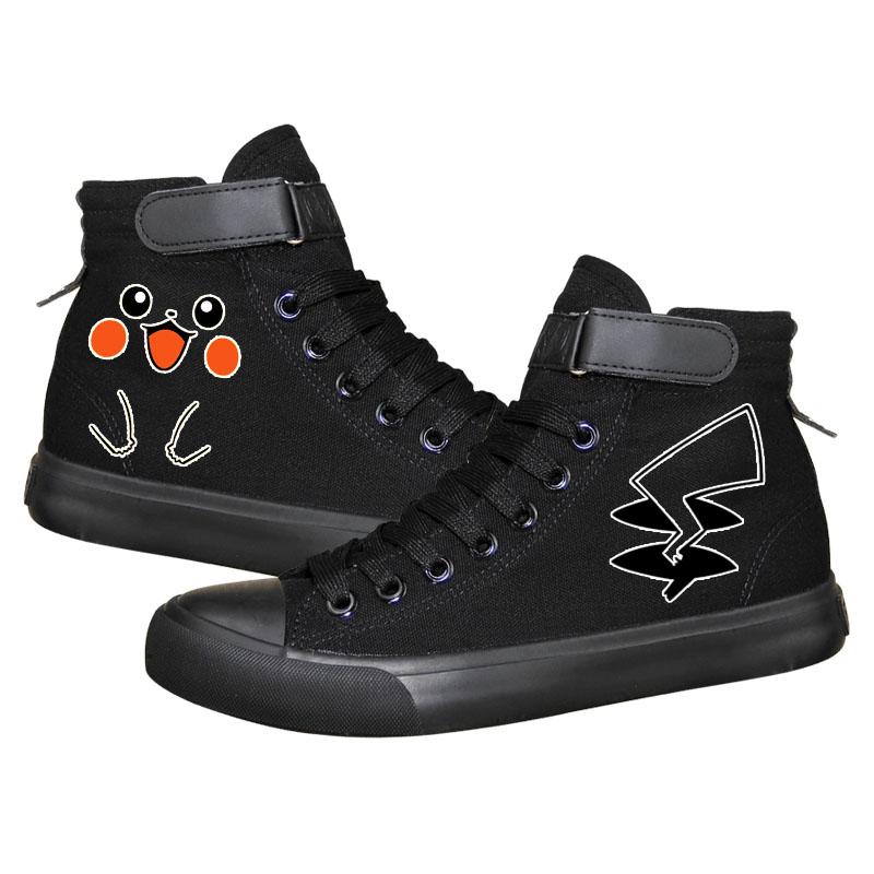Mayoulove Anime Pokemon Go Pikachu Ankle High Tops Casual Canvas Shoes Unisex Sneakers-Mayoulove