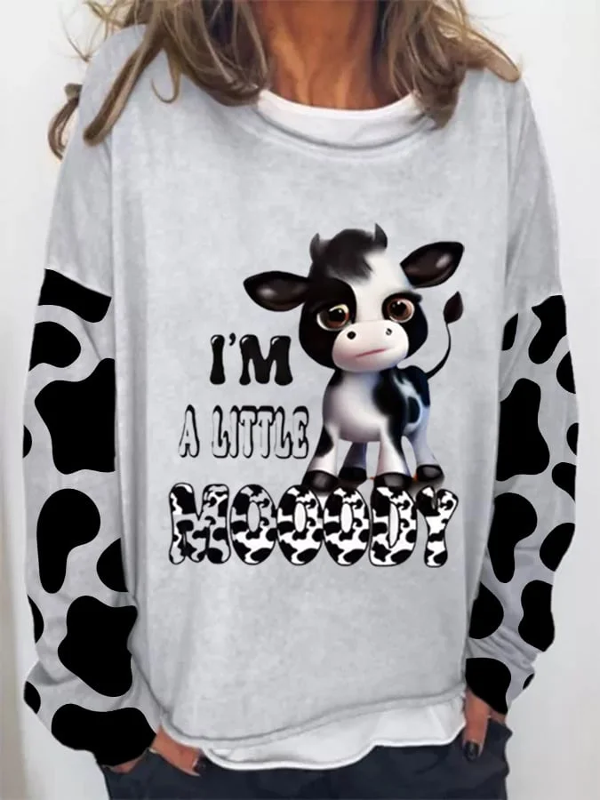 Women'S I'm A Little Mooody Calf Cow Sweatshirt socialshop