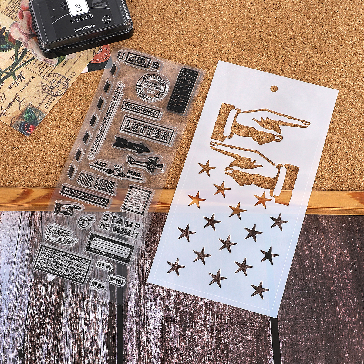 Journalsay Vintage Black Jack Butterfly Gear Digital Stamp Masking Sheet 