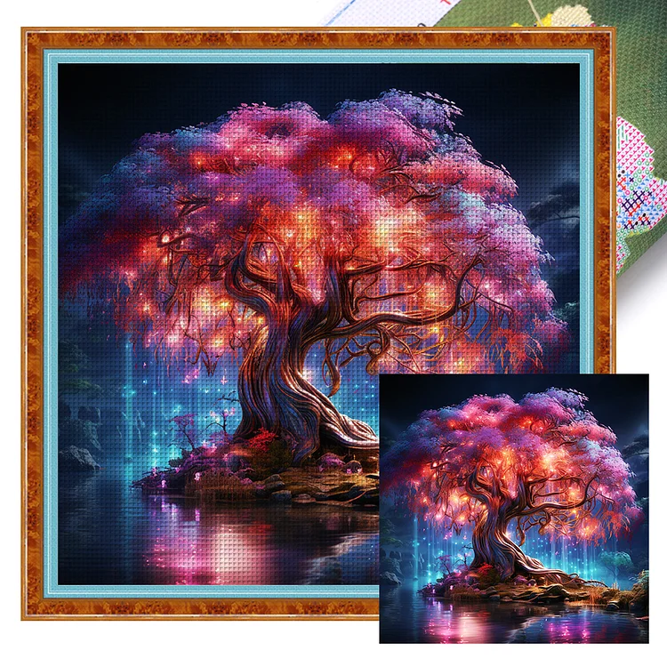 Colorful Tree Of Life 11CT Stamped Cross Stitch 45*45CM