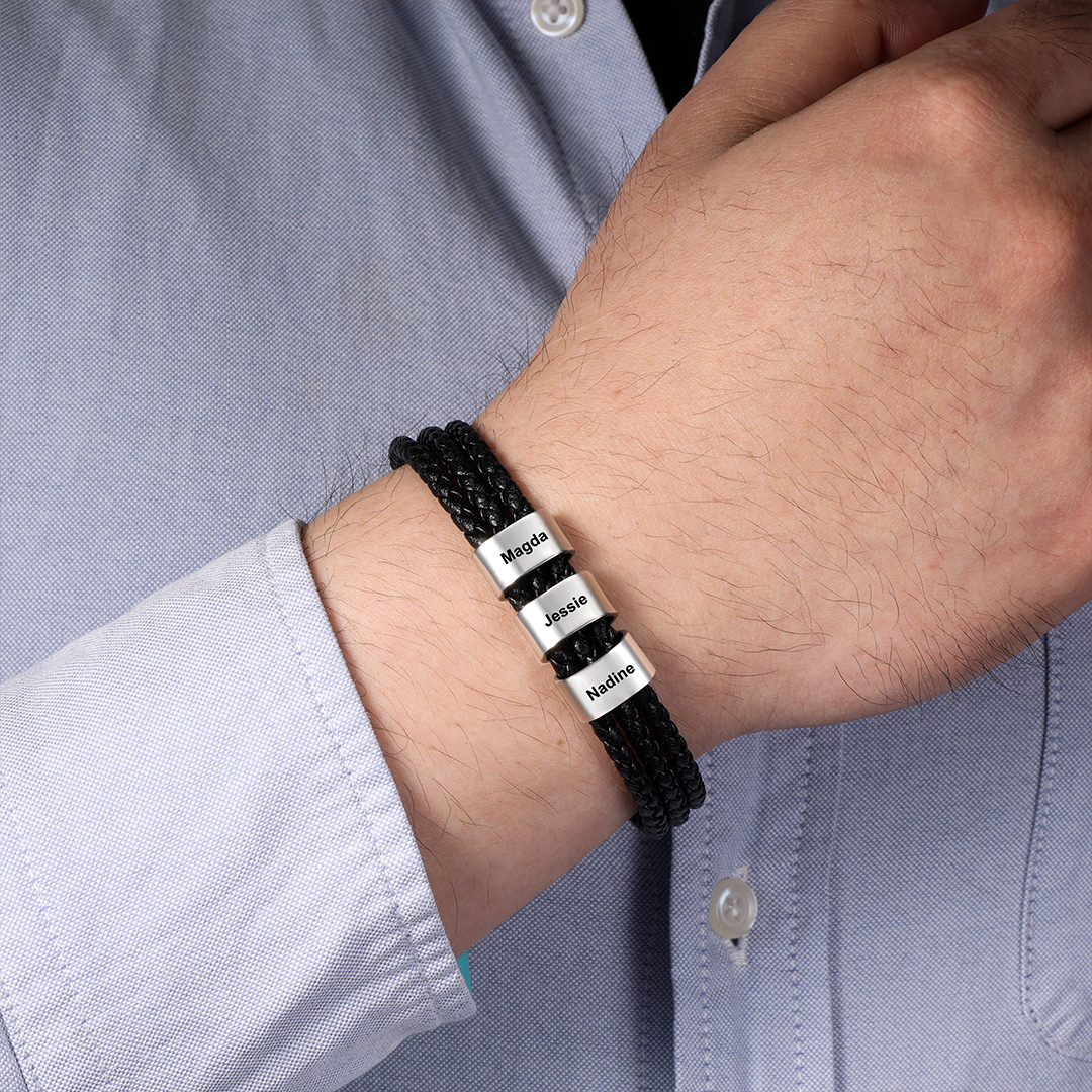 Personalised 1 Photo & 1 Letter & 6 Names Gift Set Custom Wallet & Bracelet & Pen Gift Box Set Father’s Day Gifts-Jessemade AU