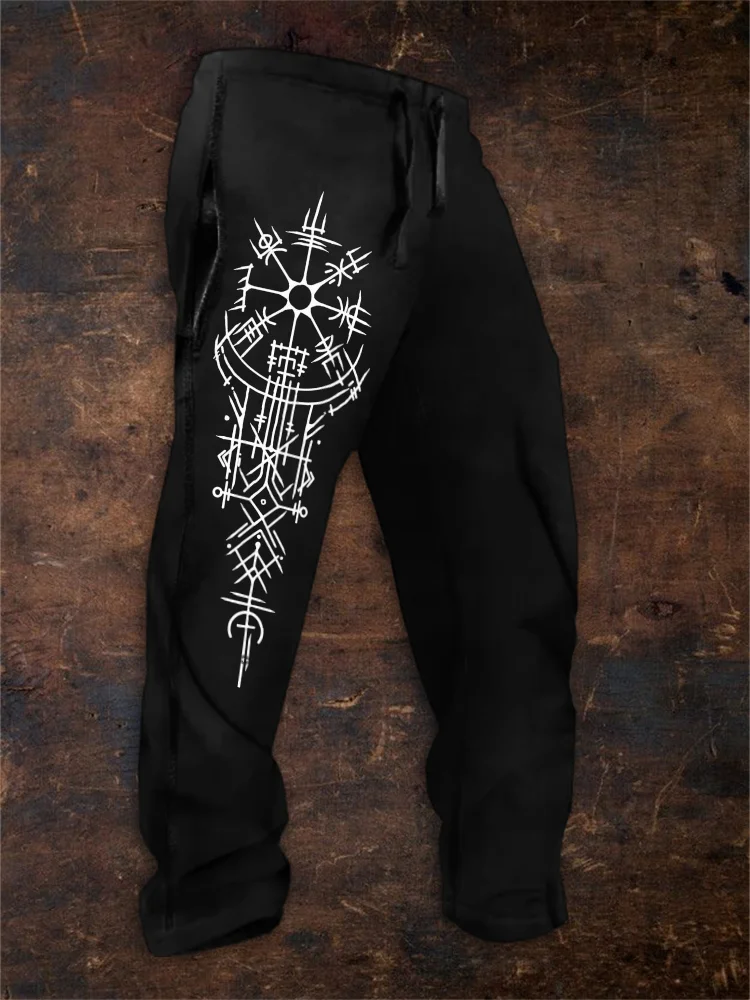 Men's Viking Vegvisir Inspired Totem Graphic Sweatpants