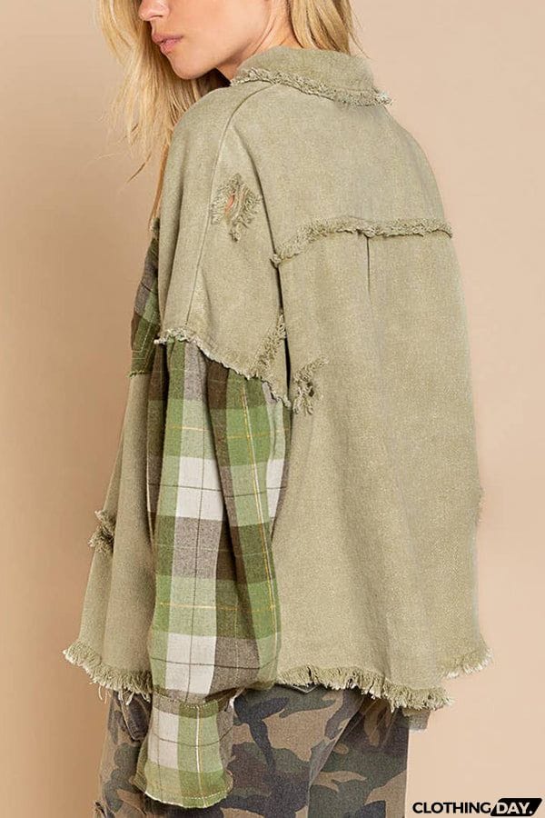 Forest Morning Plaid Button Front Shacket