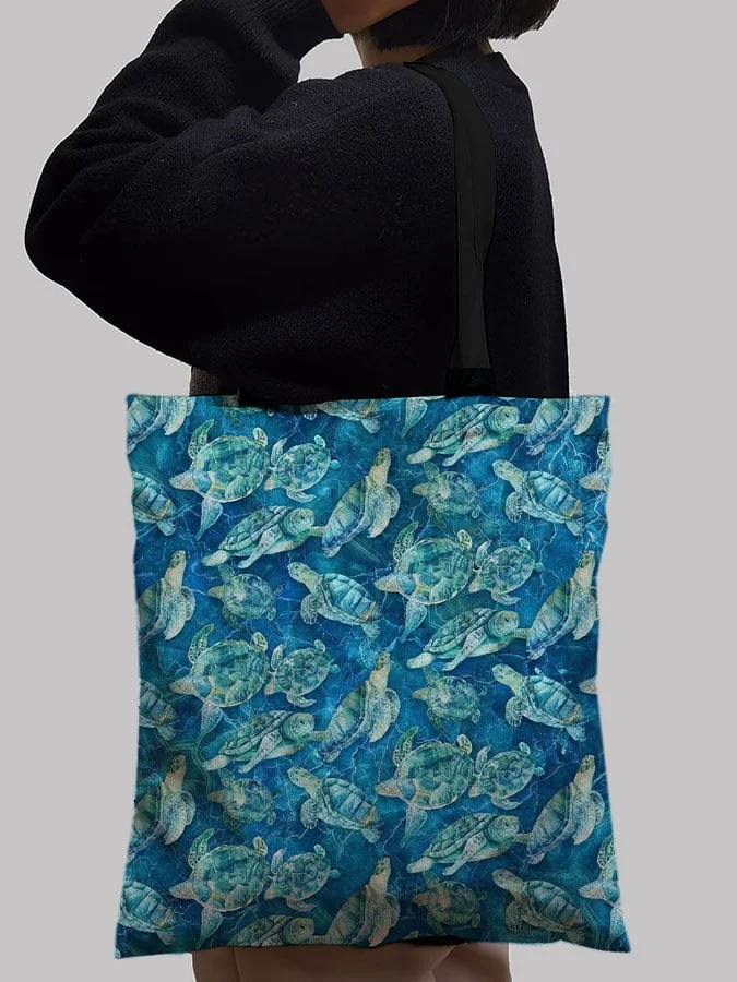 🔥Buy 3 Get 10% Off🔥Sea World Turtle Print Canvas Bag