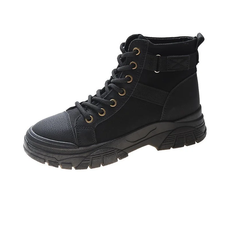 Tanguoant Tanguoant Boots Women Spring 2023 New High-Top Canvas Shoes British Style Breathable Thin Ankle Boots Ties With Work Boots