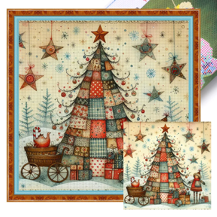 Spliced ​​Christmas Tree (50*50cm) 11CT Stamped Cross Stitch gbfke