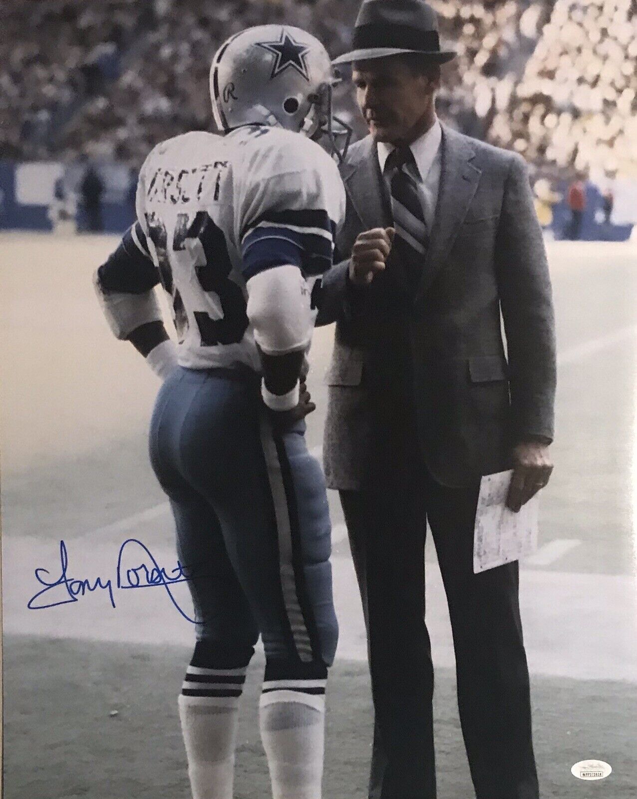 Tony Dorsett Dallas Cowboys RB Autographed 16x20 w/ Tom Landry JSA Witnessed