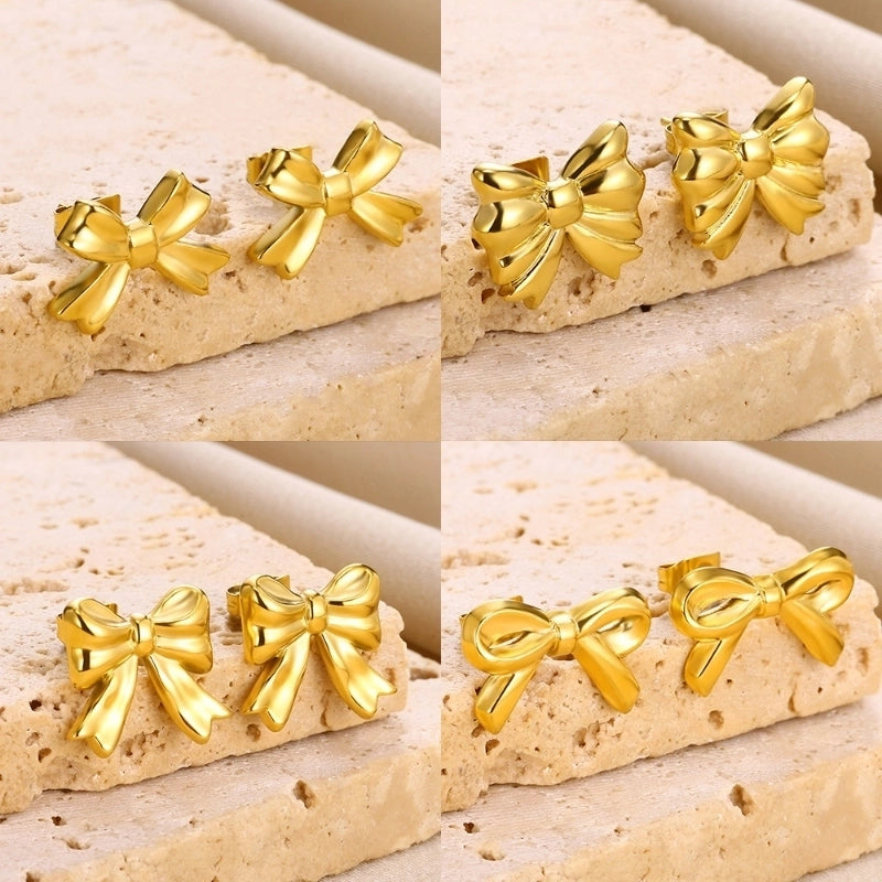 1 Pair Minimalist Classic Style Bow Knot Plating 304 Stainless Steel Ear Studs