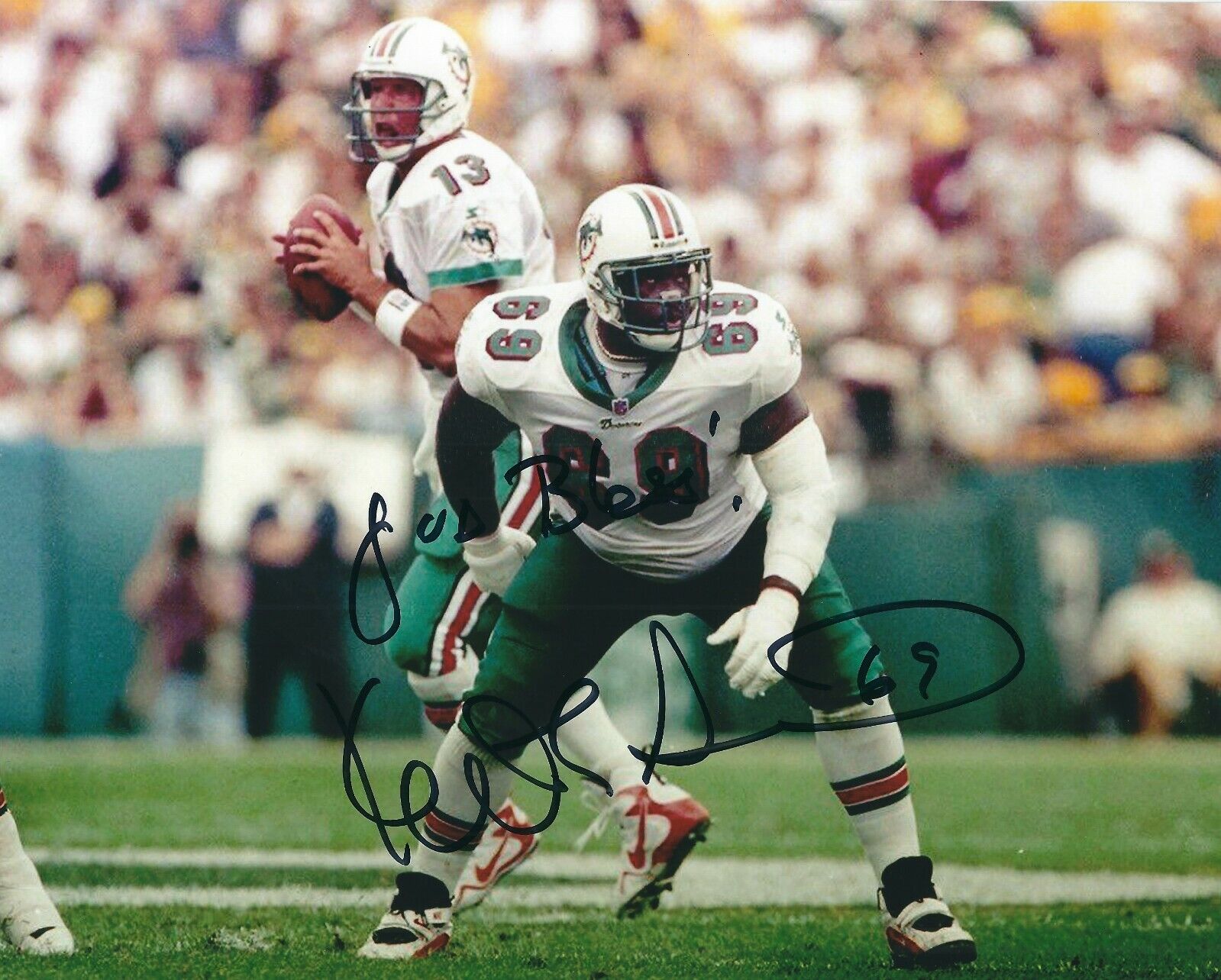 Signed 8x10 KEITH SIMS Miami Dolphins Autographed Photo Poster painting - w/COA