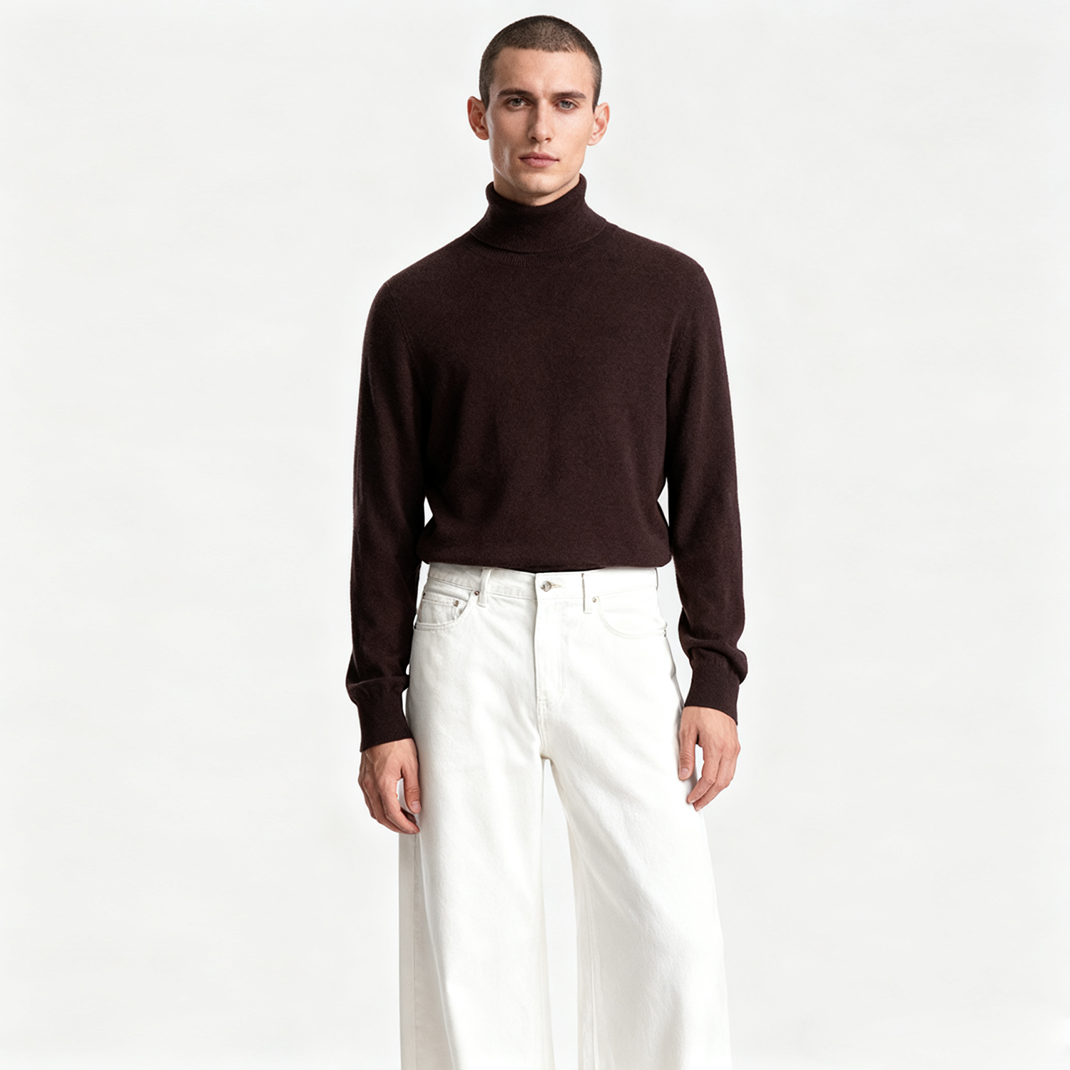 Men's Turtleneck Cashmere Sweater-Business Casual Knitwear REAL SILK LIFE