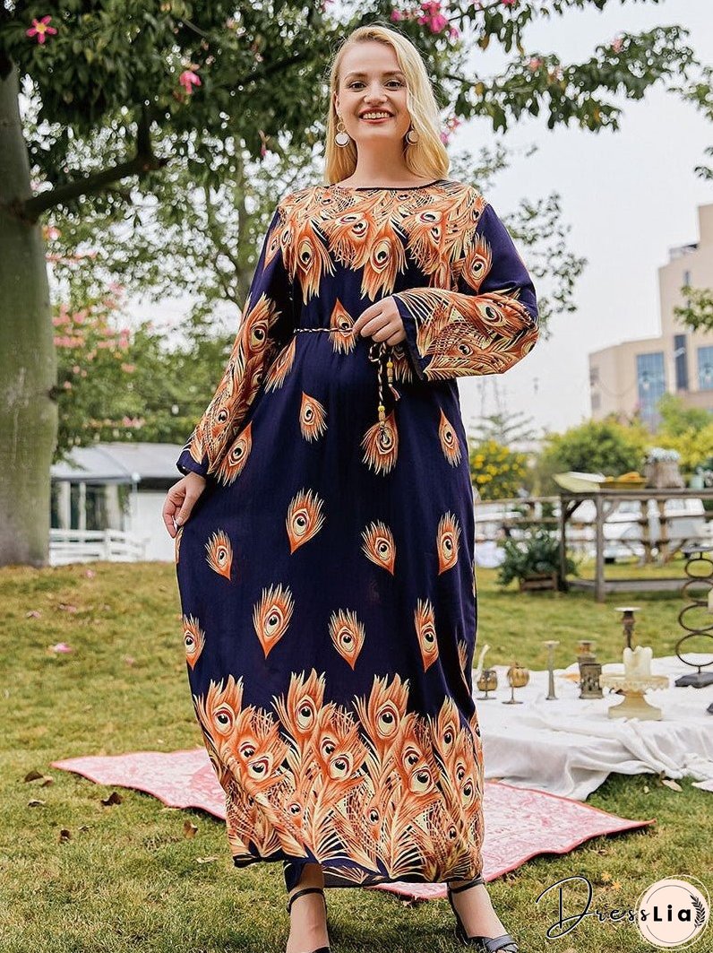 Elegant Loose Long Sleeve Plus Dresses